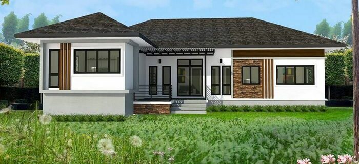 L-shaped tropical house design ideas